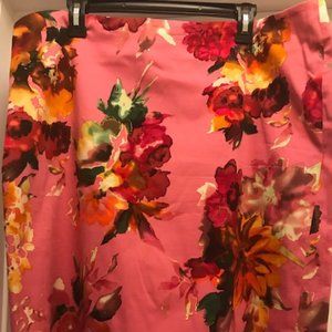 Talbots Pink floral knee length skirt